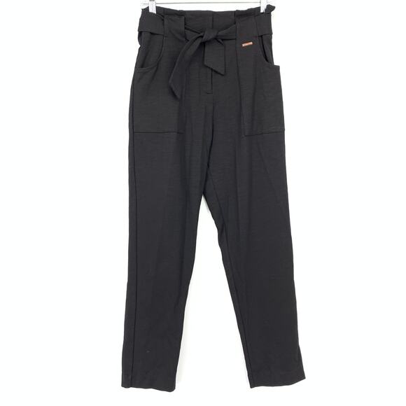 Cleo Harper High Waisted Ankle Pants Womens Sz M Tapered Leg Black Belted - Picture 1 of 6